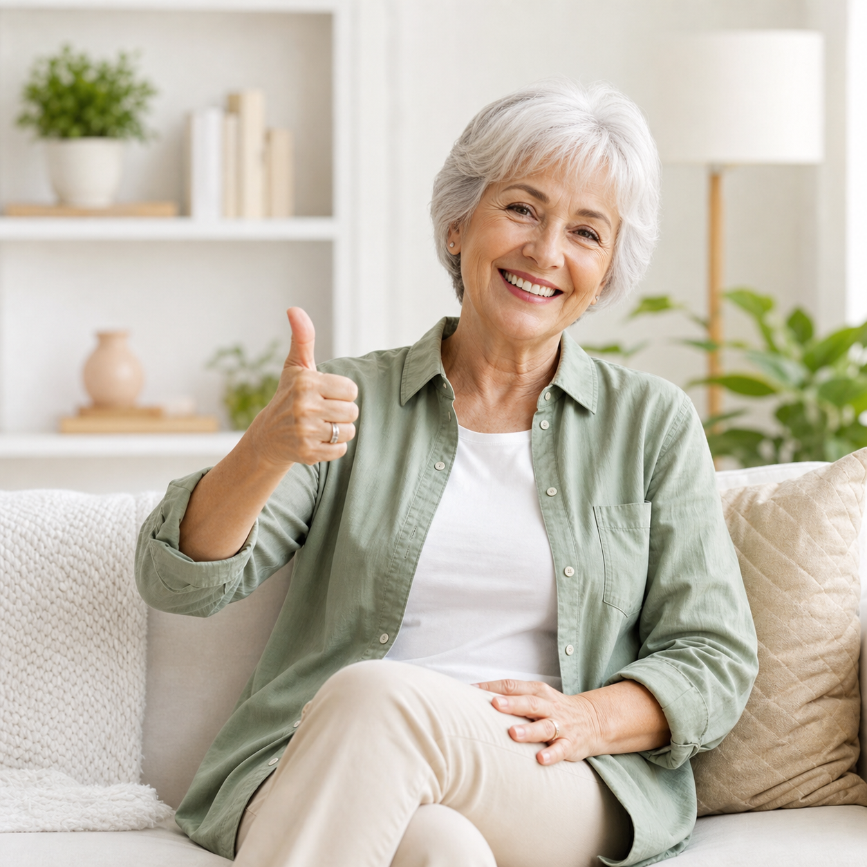 Satisfied ArtoaLabs customer sitting at home