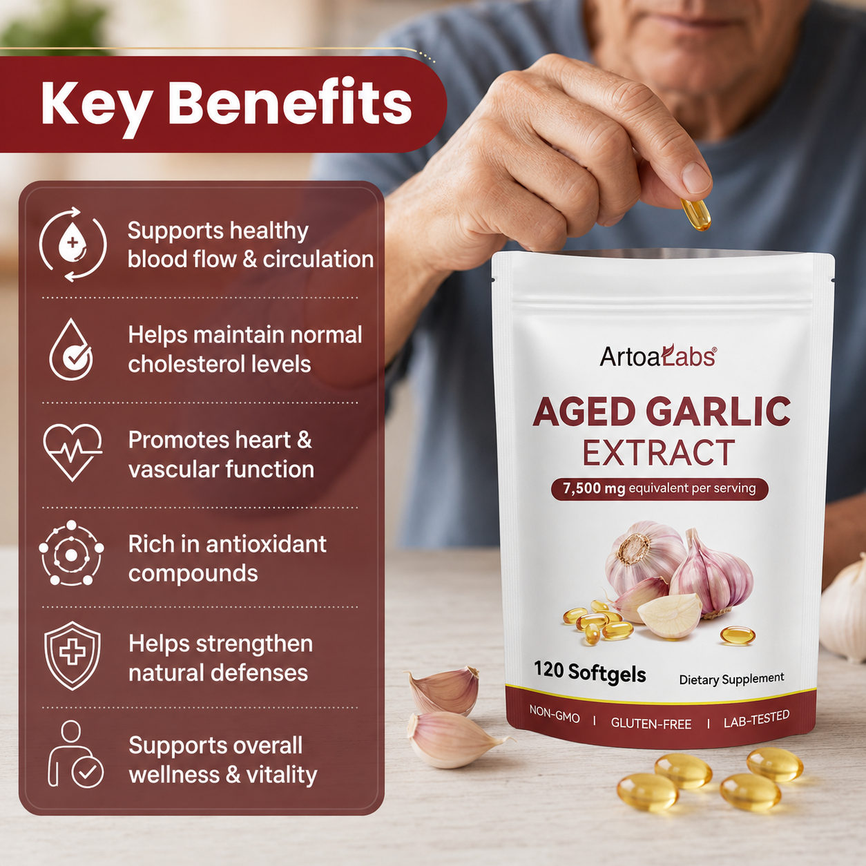 Aged Garlic Extract - 7500mg Odorless Softgels image 3