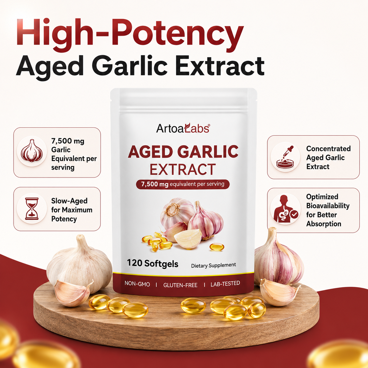 Aged Garlic Extract - 7500mg Odorless Softgels image 4